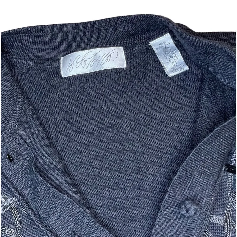 Black Merino Wool longline Jacket Cardigan - Lord & Taylor size Large